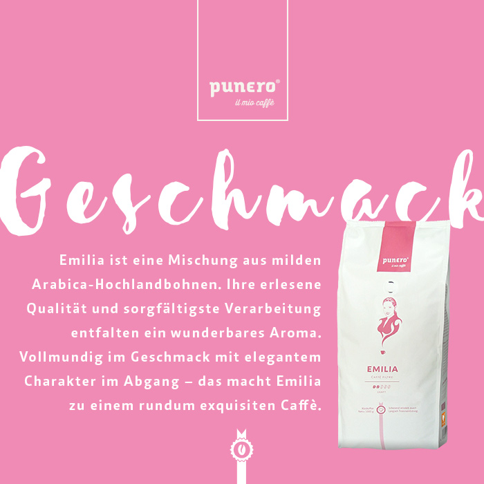 Emilia ist eine Mischung aus 100 % Hochland-Plantangen-Kaffees. Ideal als Filterkaffee oder langer Kaffee.