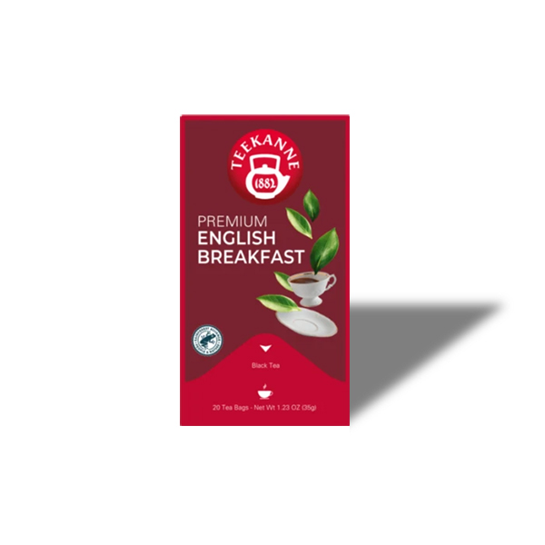 TEEKANNE English Breakfast ist ein hochwertiger Blatttee, der die klassische englische Teekultur verkörpert. Sein Geschmack ist intensiv aromatisch und angenehm feinherb, während die rotgoldene Tassenfarbe für ein besonders ansprechendes Genusserlebnis sorgt – ideal, um kraftvoll in den Tag zu starten.