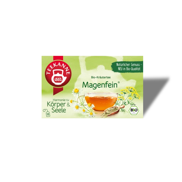 TEEKANNE BIO „Magenfein®“ sollte man unbedingt einmal probieren: Die ausgewogene Mischung aus Kamille, Fenchel, Anis und Kümmel, fein abgerundet durch Rotbusch und Pfefferminze, sorgt für ein besonders geschmackvolles Erlebnis – ideal für kleine, wohltuende Pausen im Alltag. Gönn Dir jetzt Deinen Moment zum Genießen!