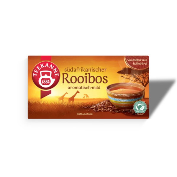 TEEKANNE Premium Rooibos ist ein erlesener Rotbuschtee bester Ernten. Er zeichnet sich besonders durch sein angenehm mildes Aroma aus.