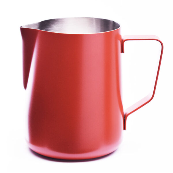 Stylischer roter Milchpitcher für Baristi
